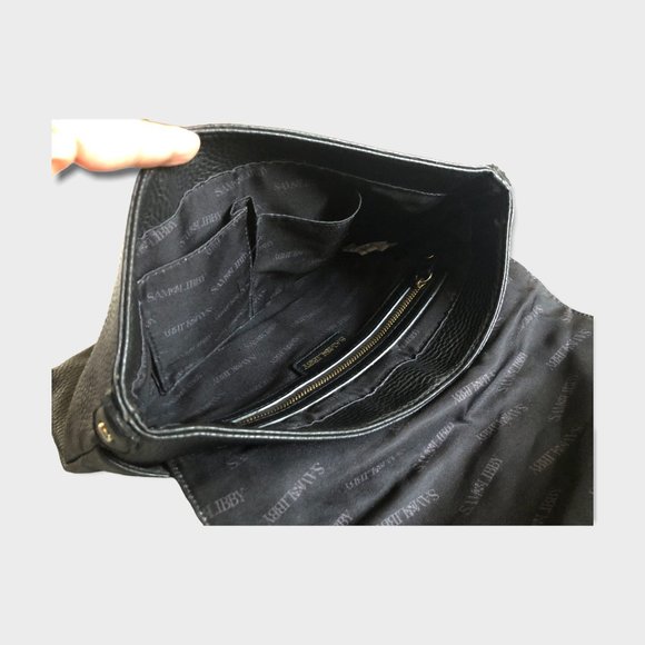 Sam & Libby Black Bow Accent Clutch pebble texture - Picture 9 of 10